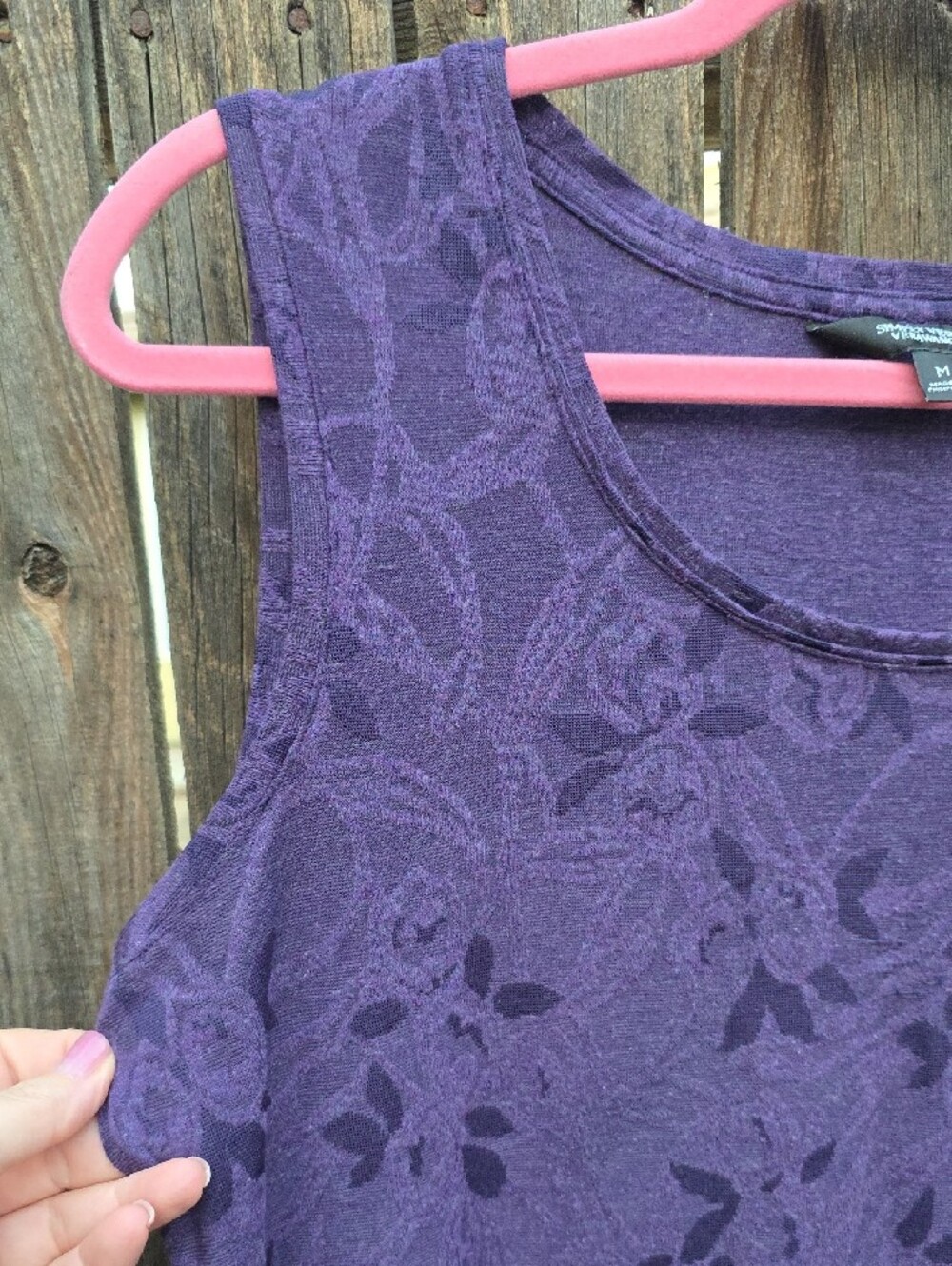 Simply Vera Vera Wang Purple Floral-Texture Tank Top - Picture 3 of 10